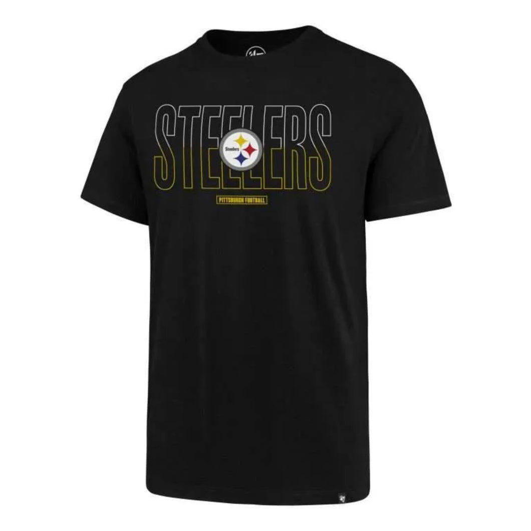 Playera NFL ’47 Brand Split Squad Super Rival Jet black Steelers Hombre (181671wy)