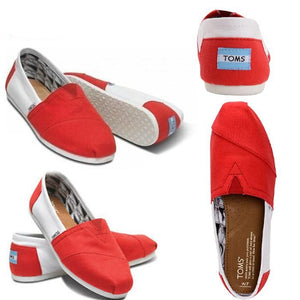 Zapato Original Toms Men Classics Rojos Con Blanco